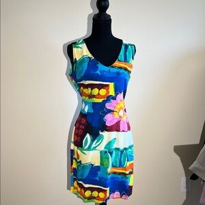 Jams World Bright Multicolor Floral & Abstract V-Neck Mini Dress